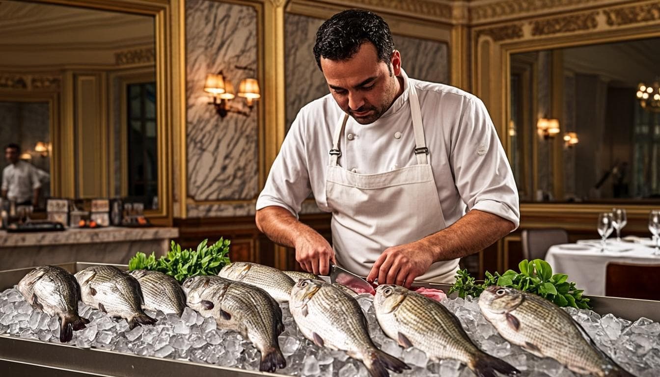 Poissonnerie OR — Comptoirs luxueux et présentation premium